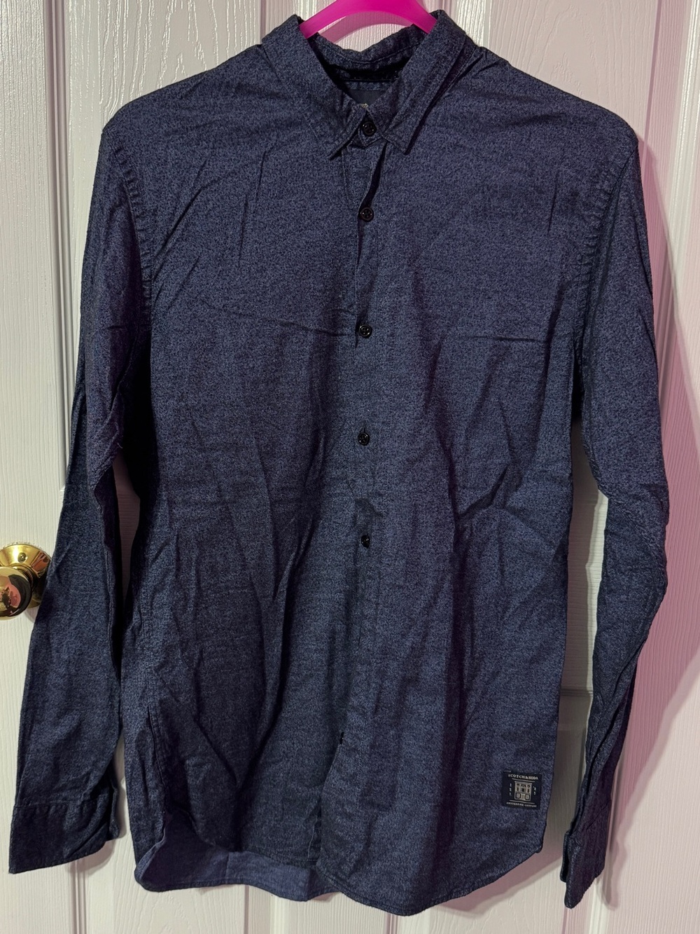 Scotch & Soda Navy Blue Long-Sleeve Button Down Shirt